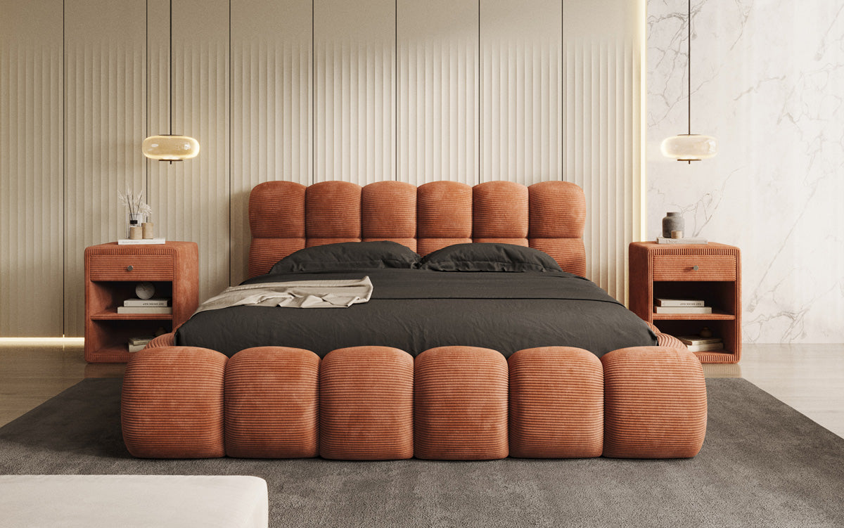 Designer Polsterbett Boston Cord mit Stauraum