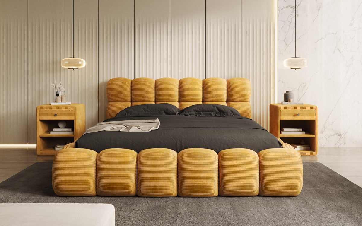 Designer Polsterbett Boston Cord mit Stauraum