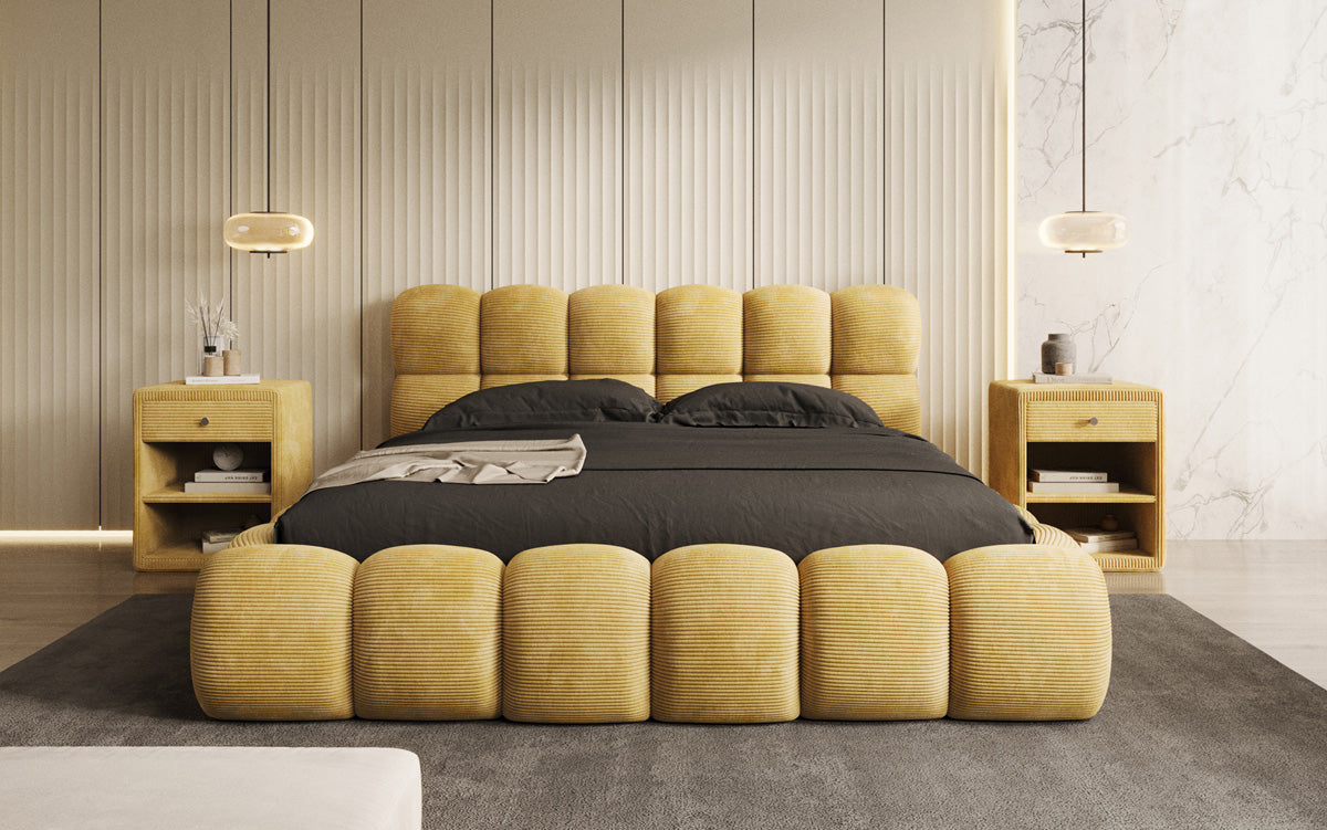 Designer Polsterbett Boston Cord mit Stauraum