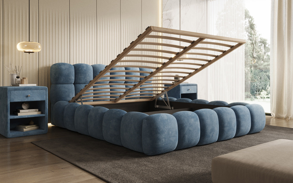 Designer Polsterbett Boston Cord mit Stauraum