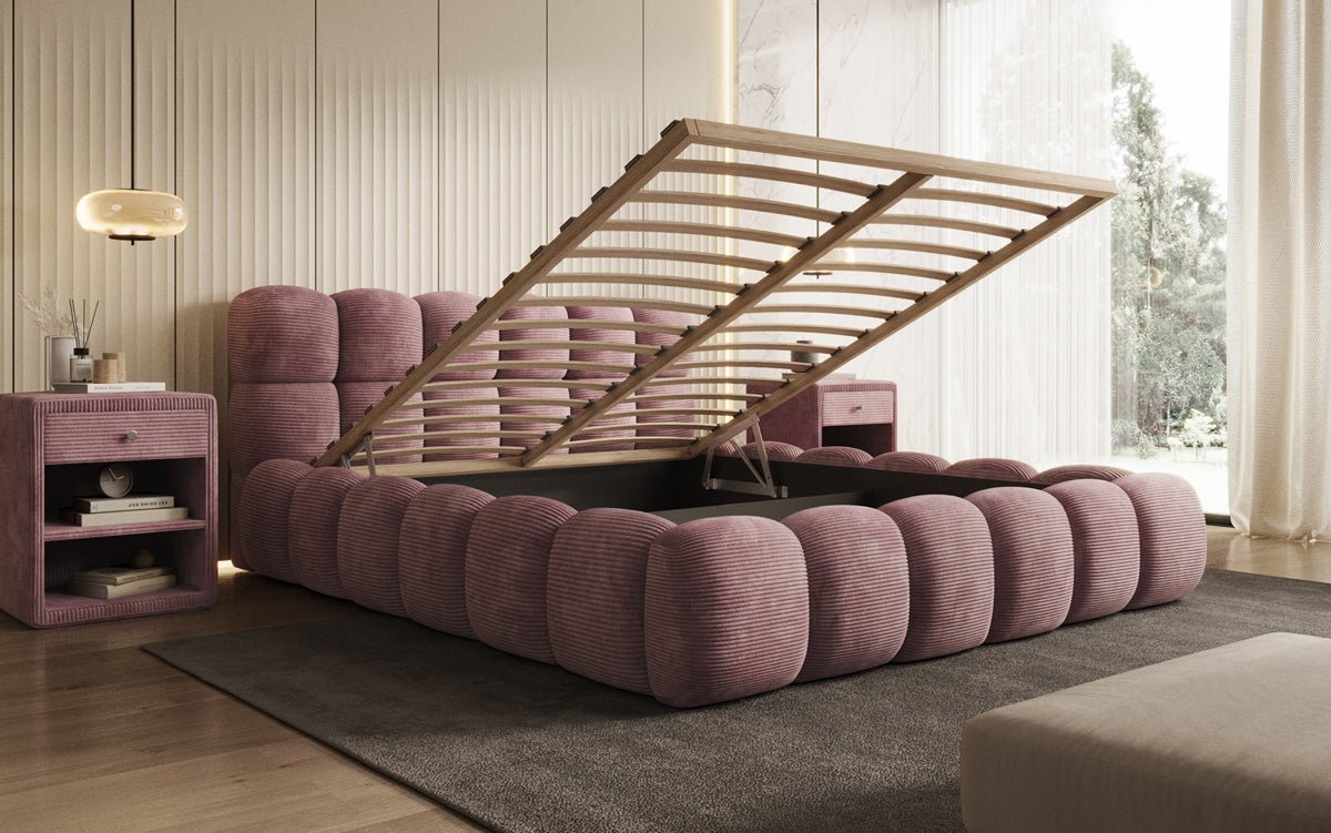 Designer Polsterbett Boston Cord mit Stauraum