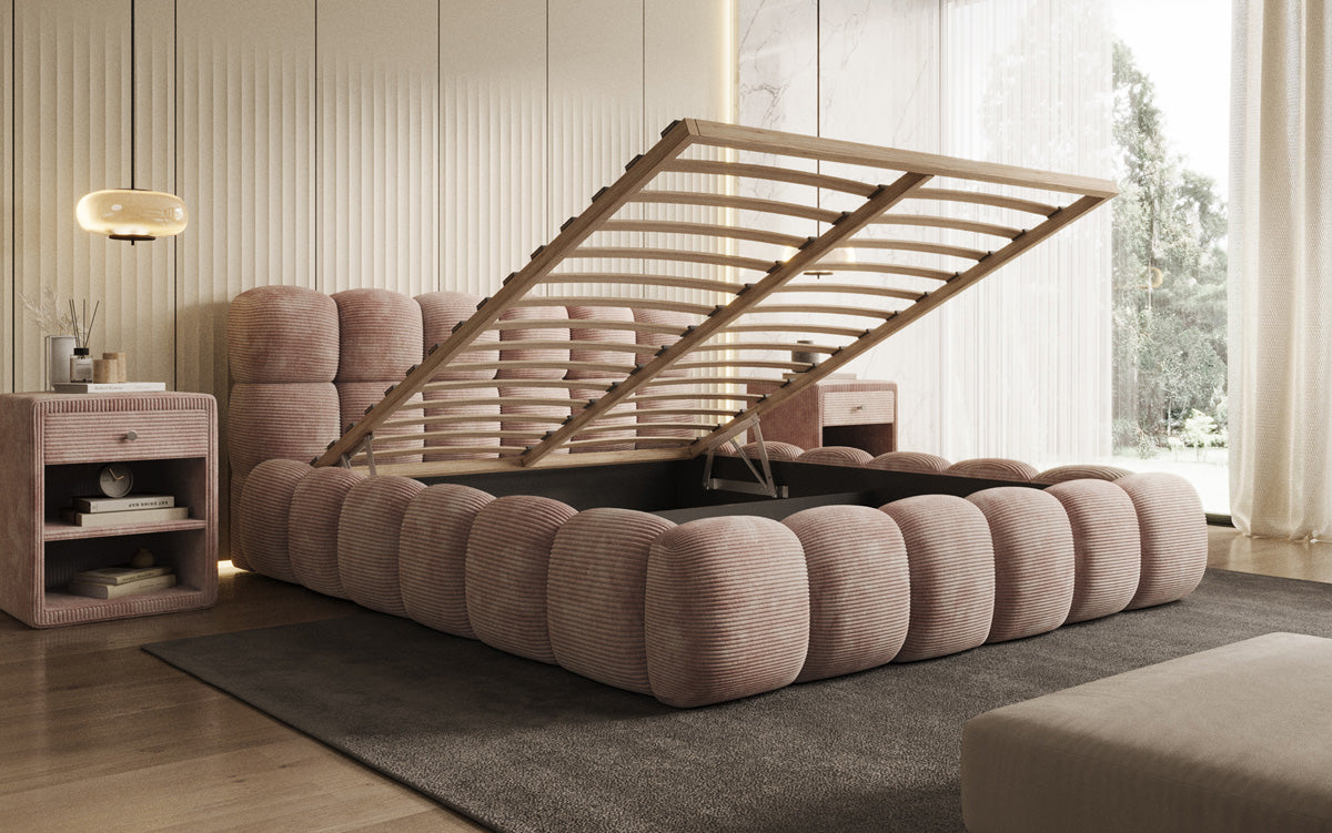 Designer Polsterbett Boston Cord mit Stauraum