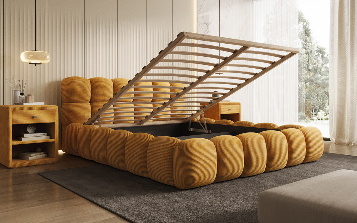 Designer Polsterbett Boston Cord mit Stauraum