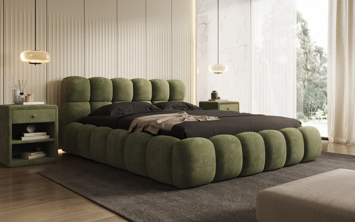 Designer Polsterbett Boston Cord mit Stauraum
