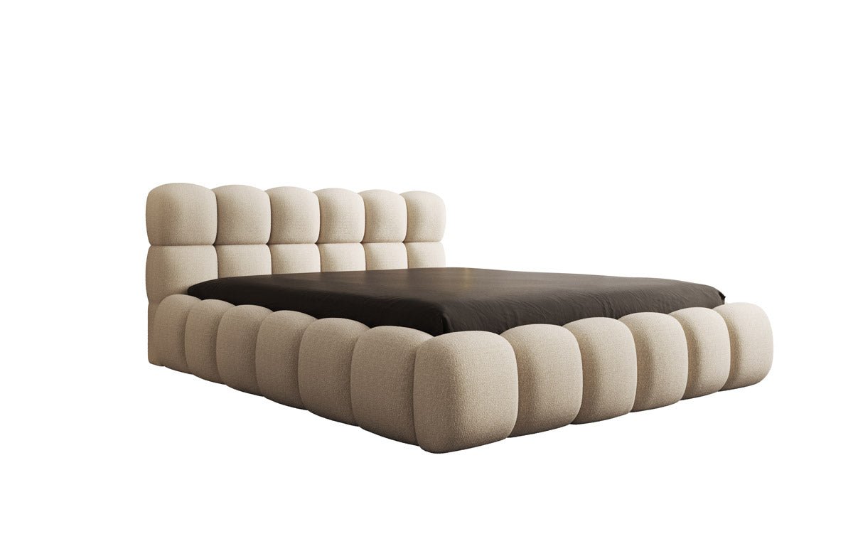 Designer gestoffeerd bed Boston Bouclé met opbergruimte