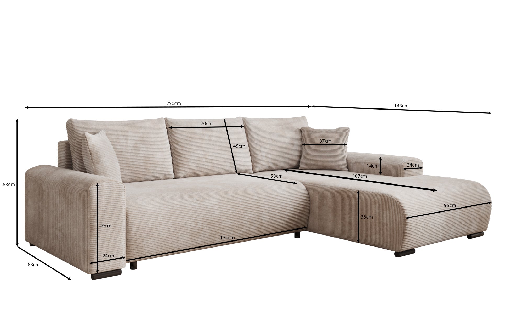 Designer Sofa Hanna mit Schlaffunktion und Stauraum