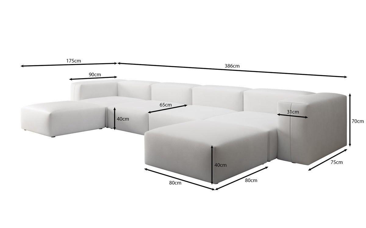 Designer U Sofa Snug in Echtleder