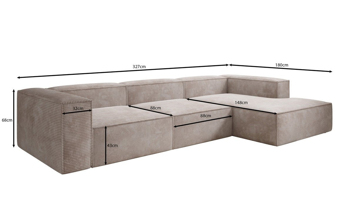 Designer Sofa Lesley L in Cord