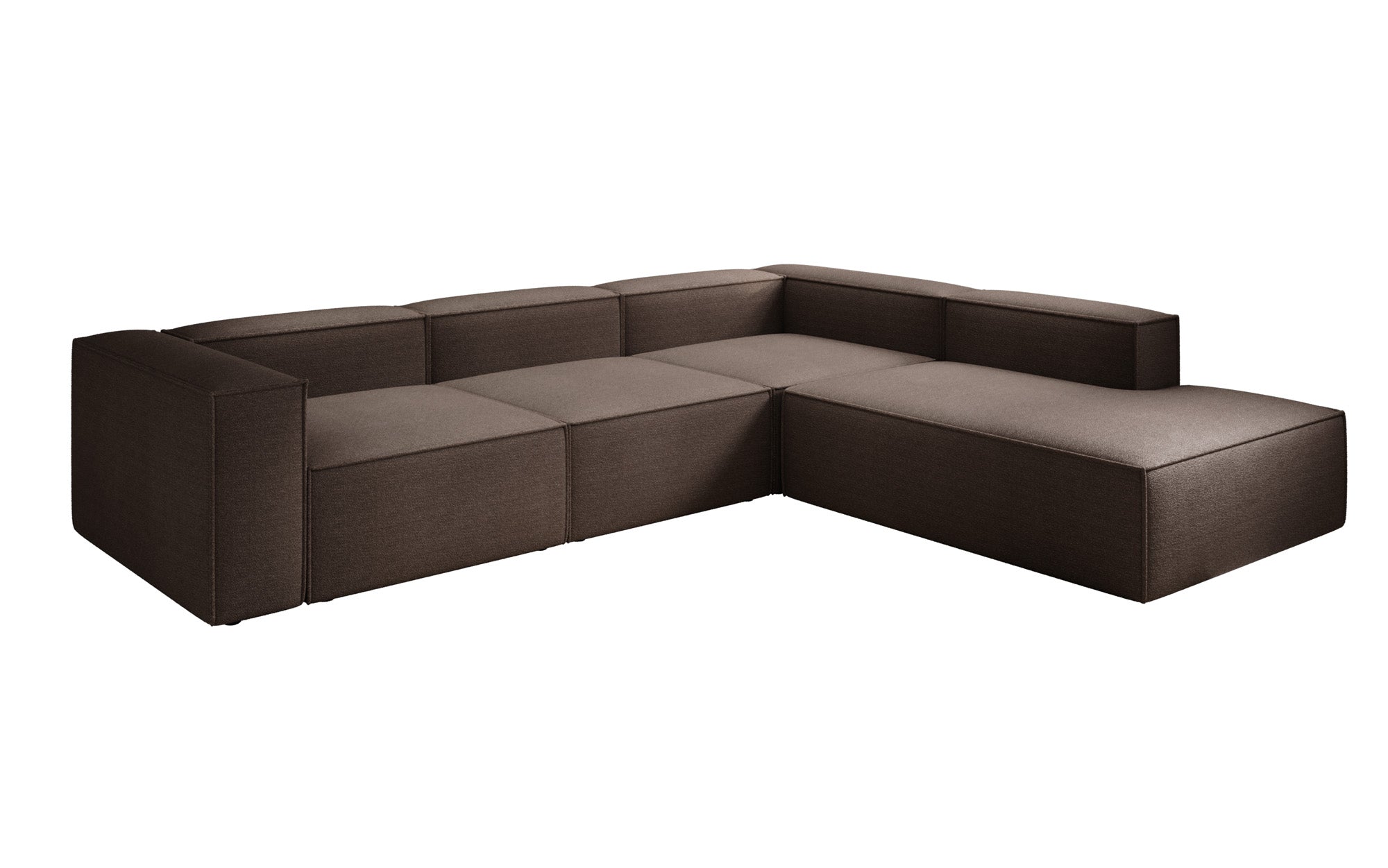Designer Ecksofa Lesley mit langer Ottomane in Bouclé
