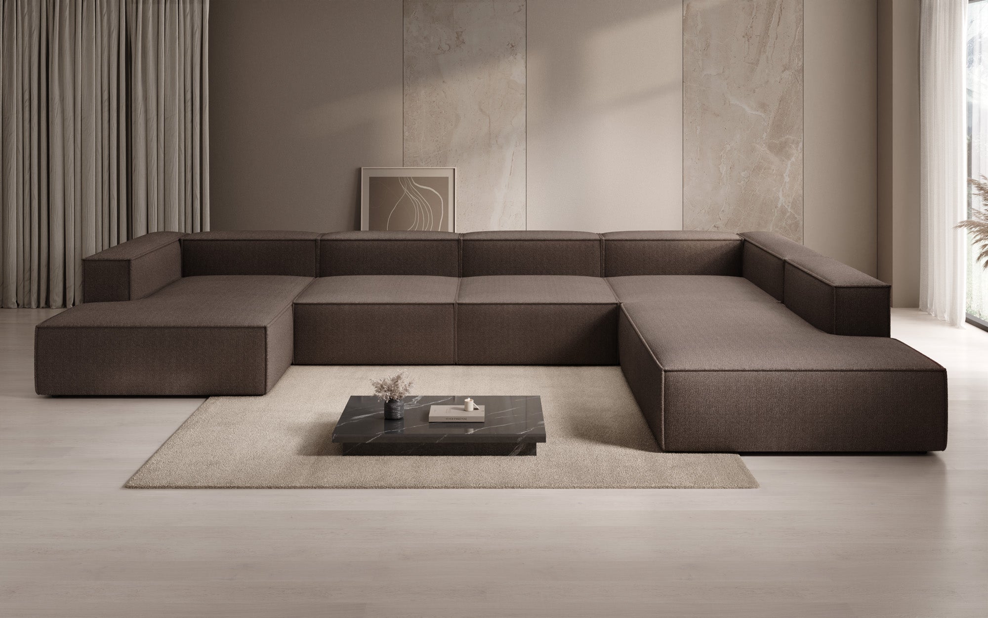 Designer Sofa Lesley U XXL in Bouclé