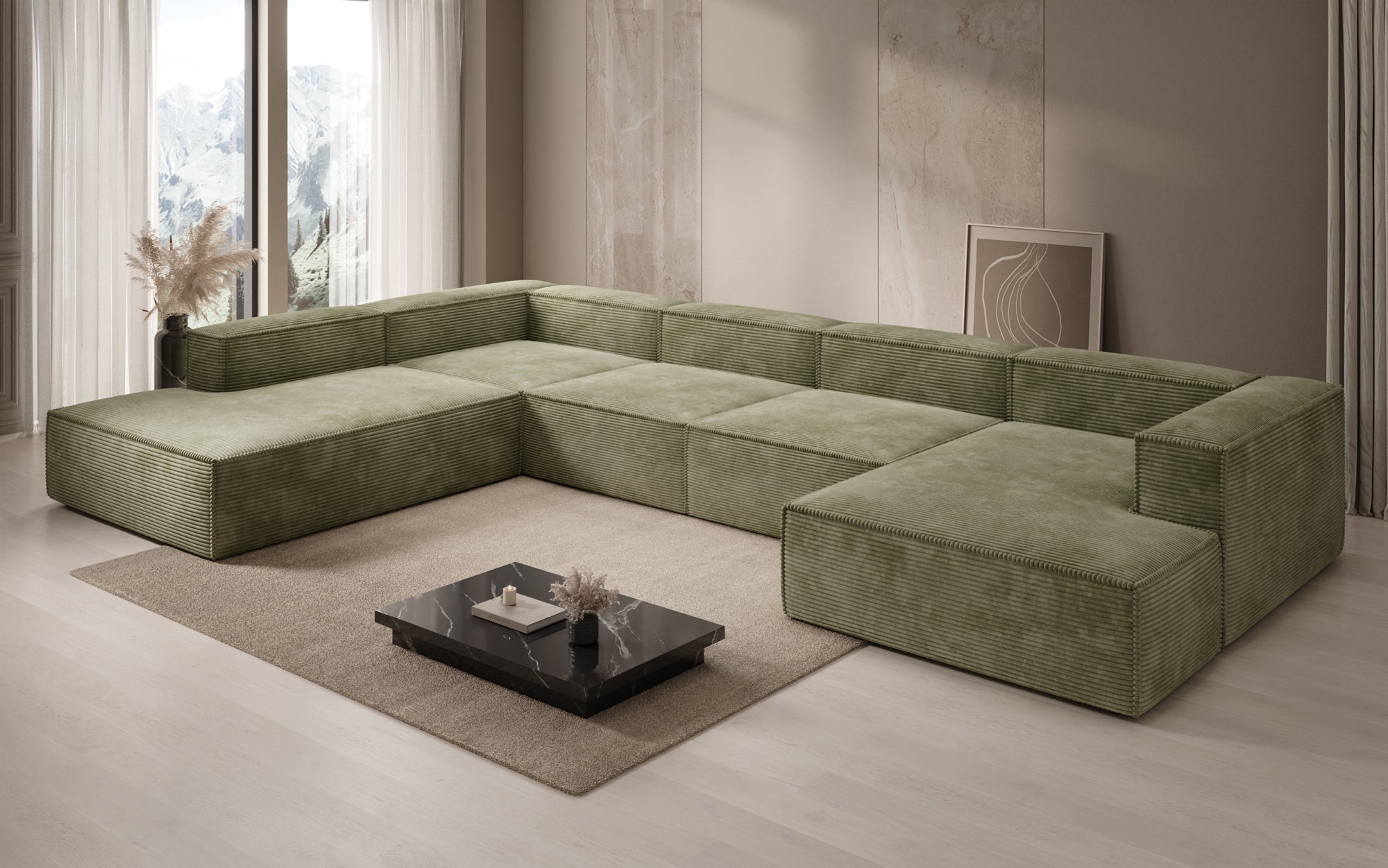Designer Sofa Lesley U XXL in Cord
