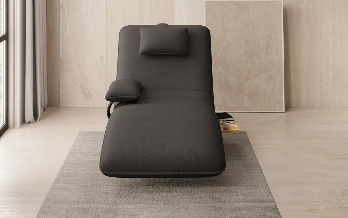 Designer Relax-Liege Velor Stoff mit Drehfunktion und Beistelltisch