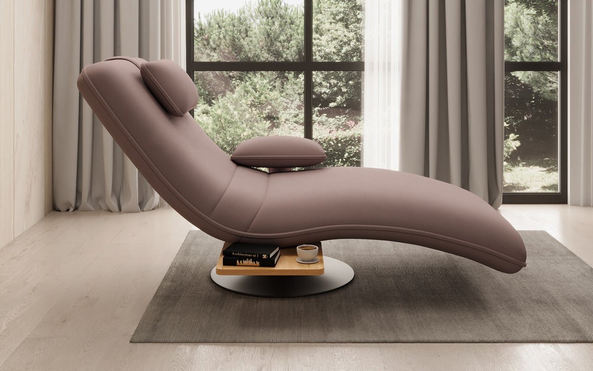 Designer Relax-Liege Velor Stoff mit Drehfunktion und Beistelltisch