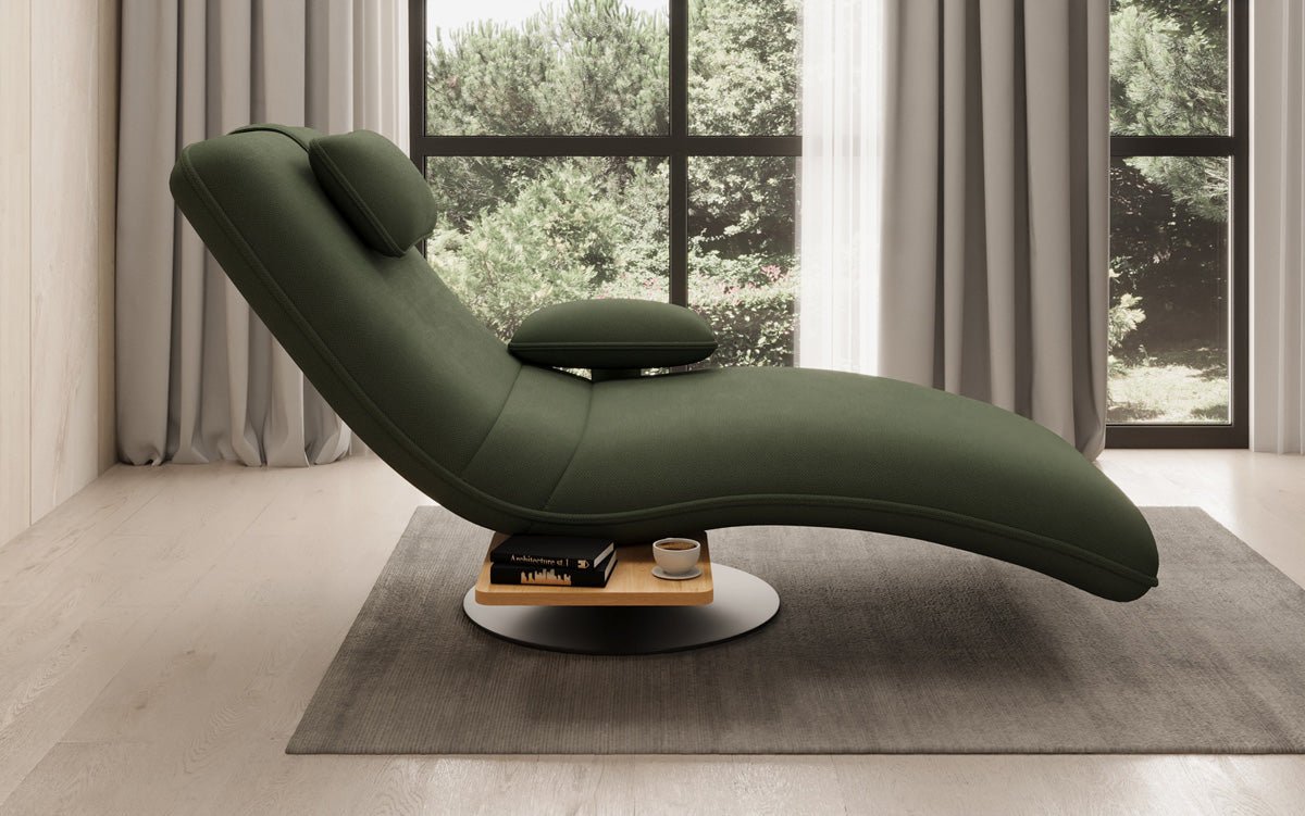 Designer Relax-Liege Velor Stoff mit Drehfunktion und Beistelltisch