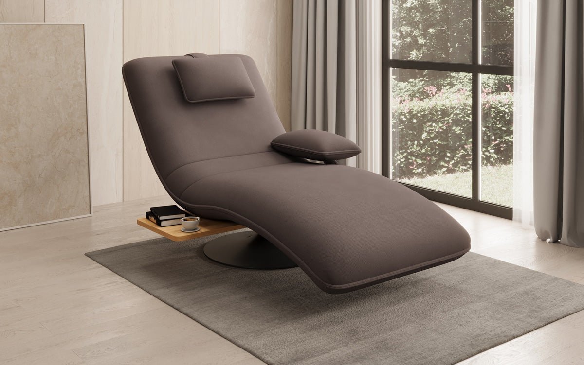 Designer Relax-Liege Velor Stoff mit Drehfunktion und Beistelltisch