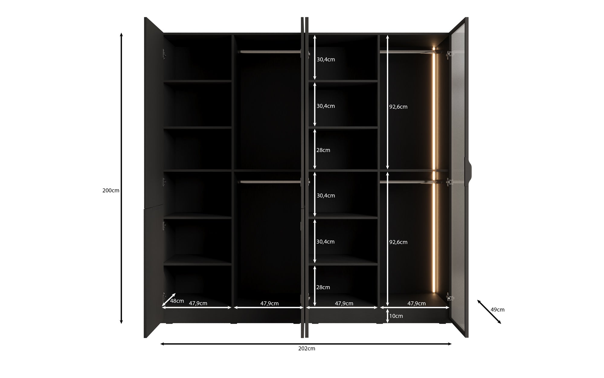 Modulo Ravel – Zweimoduliger Design-Kleiderschrank mit Holz- und Strukturglasfront