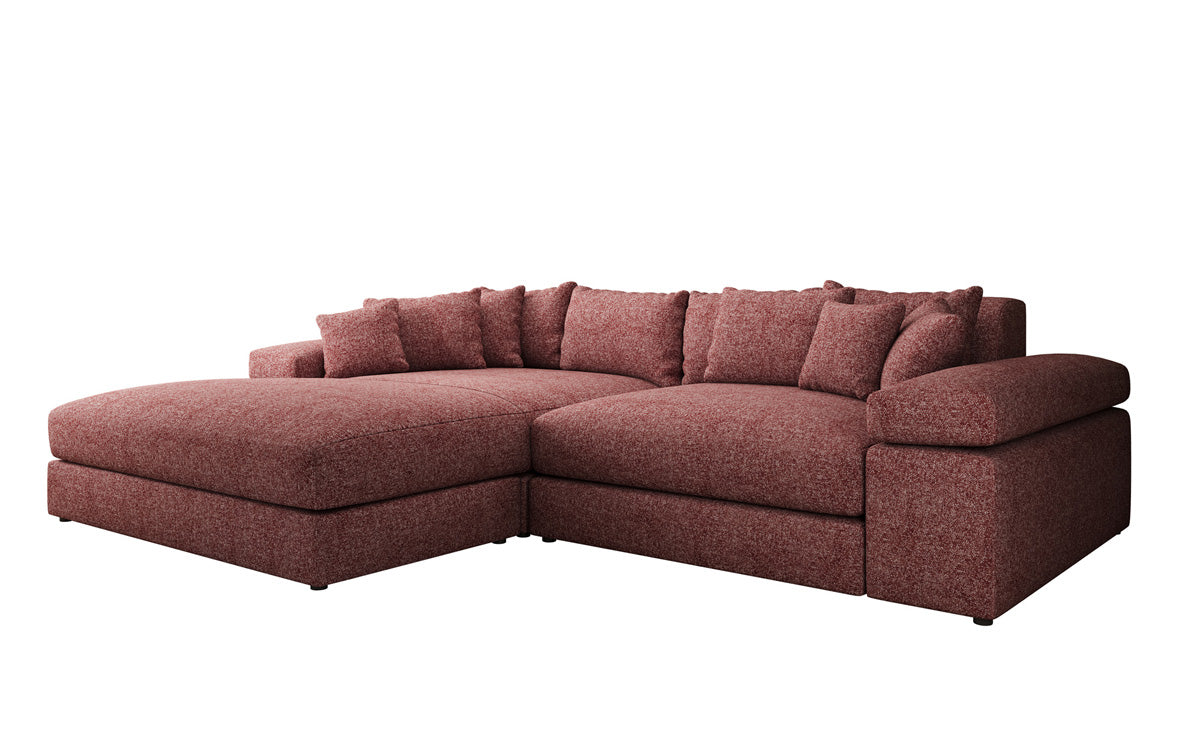 Designer Ecksofa Bernardo mit breiter Ottomane in Strukturstoff