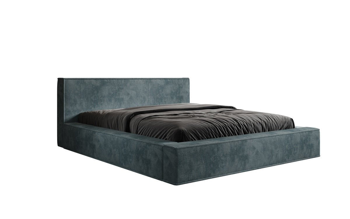 Designer Polsterbett Harmon in Cord mit Stauraum