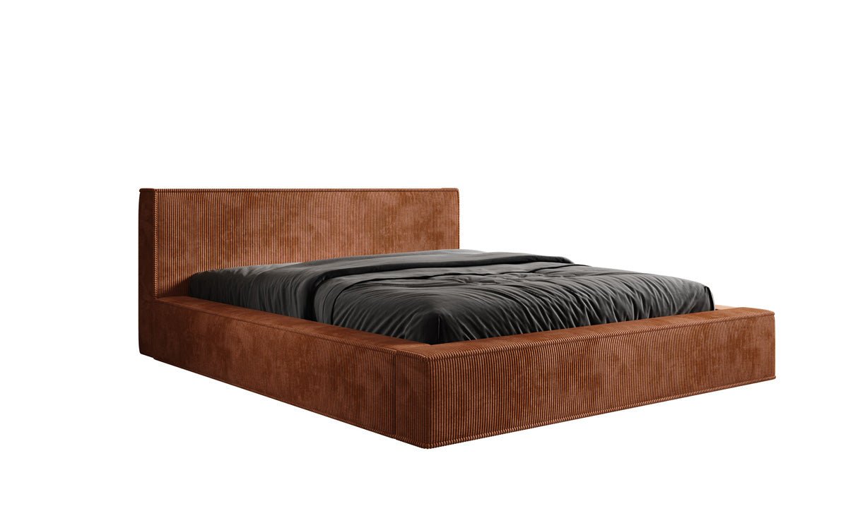Designer Polsterbett Harmon in Cord mit Stauraum