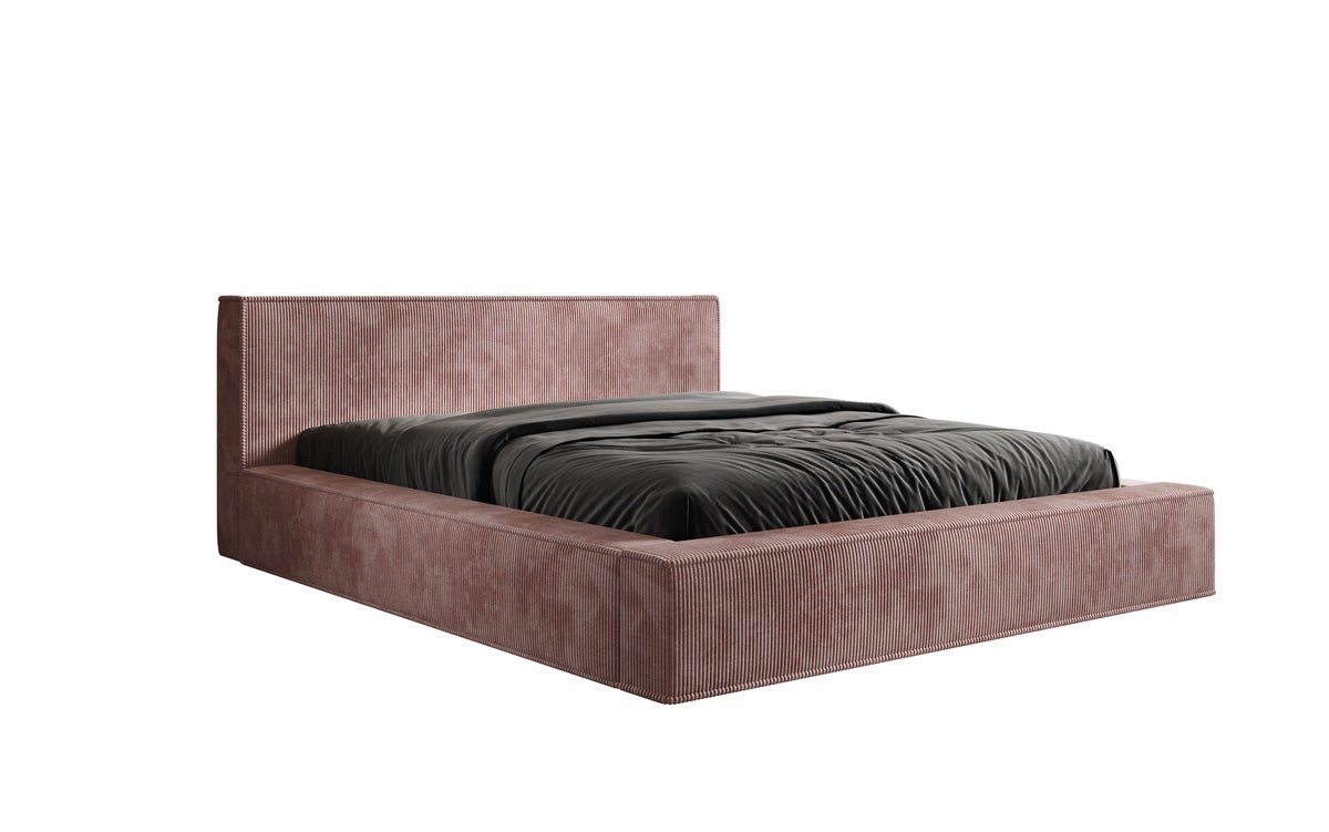 Designer Polsterbett Harmon in Cord mit Stauraum