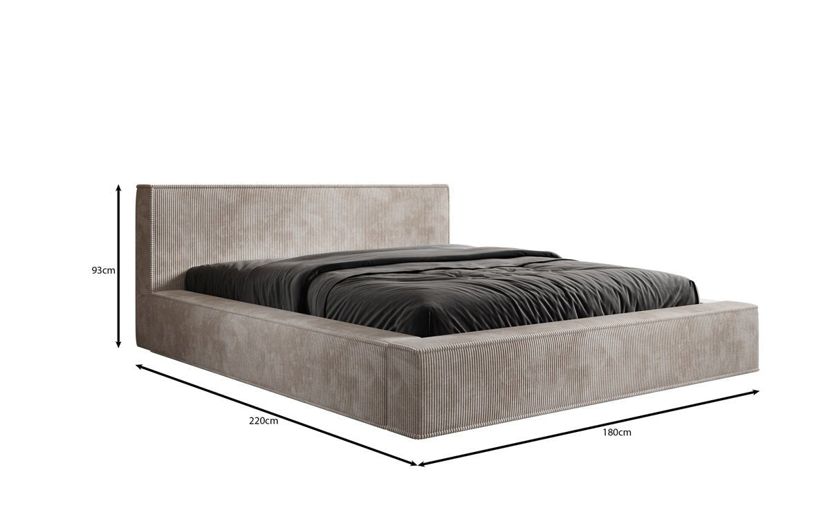 Designer Polsterbett Harmon in Cord mit Stauraum