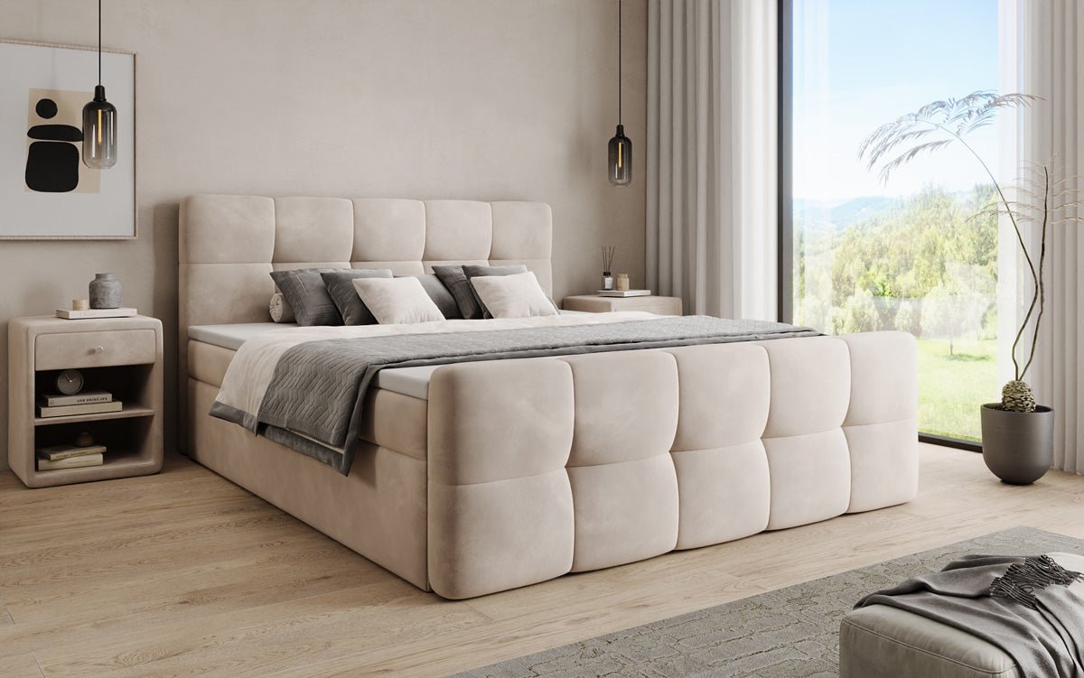 Boxspringbett Cozy Samt mit Stauraum