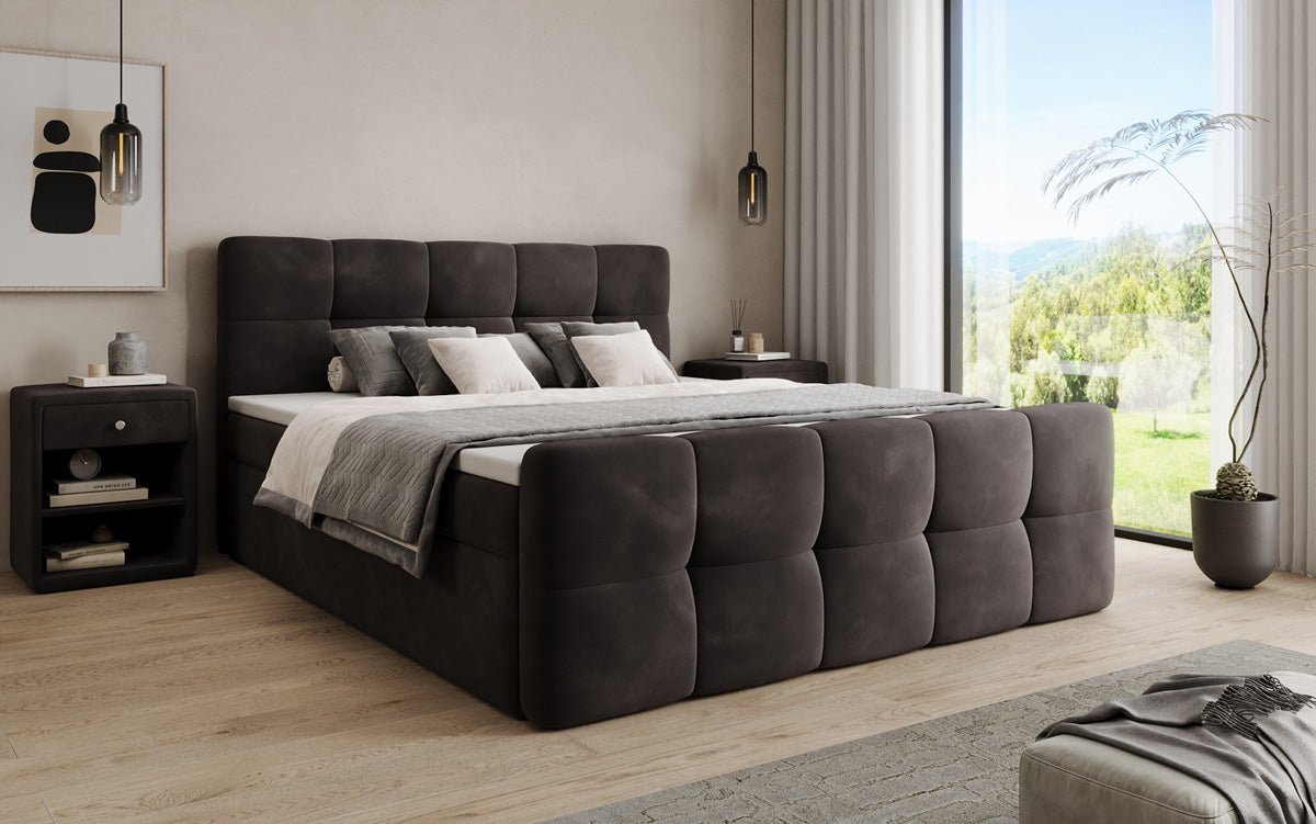 Boxspringbett Cozy Samt mit Stauraum