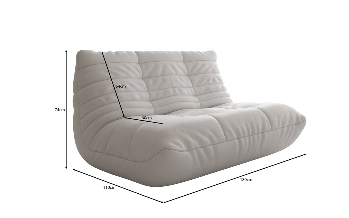 Designer 2 Sitzer Sofa Calmo in Echtleder