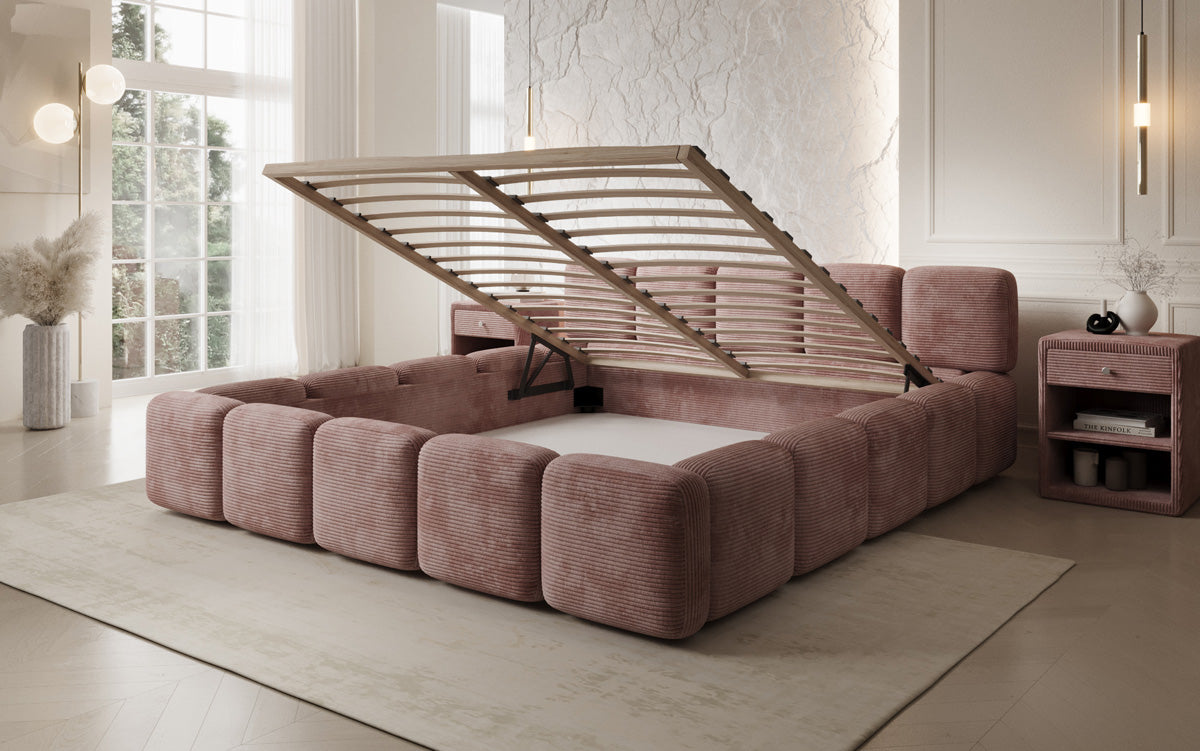 Designer Polsterbett Giulia Cord mit Stauraum