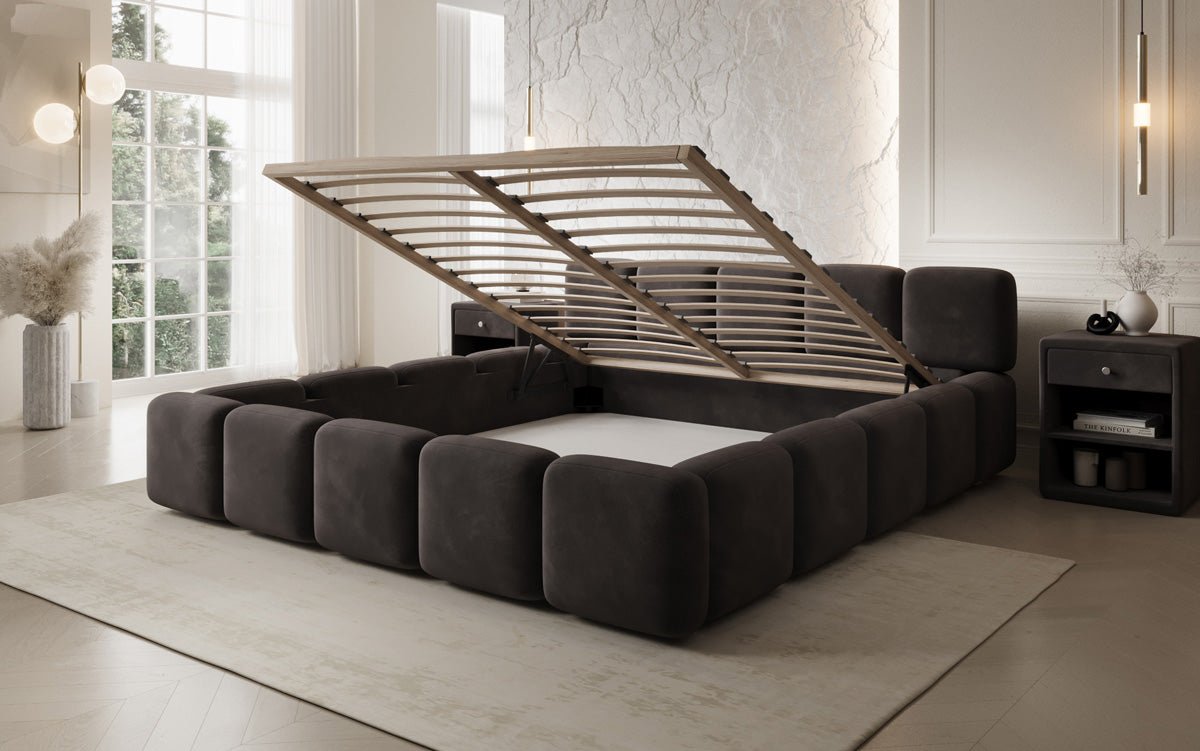 Designer Polsterbett Giulia Samt mit Stauraum