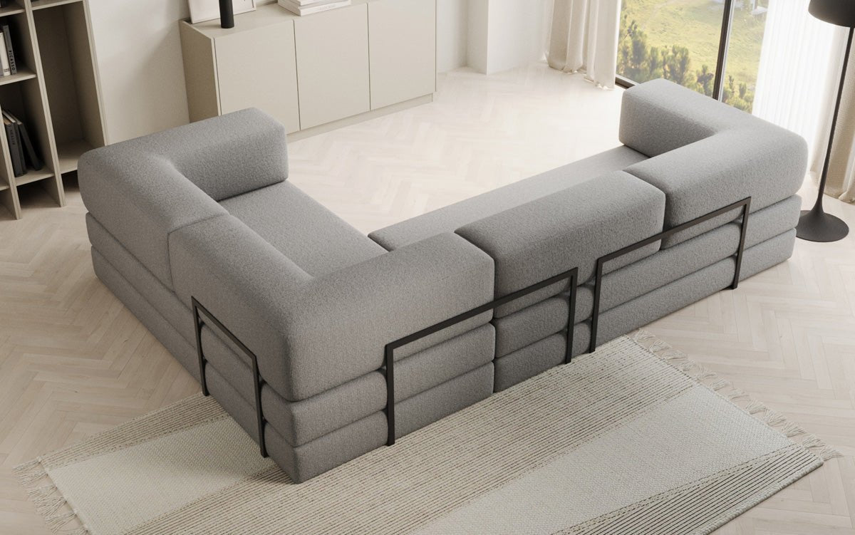 Designer Sofa Lazy L geschlossen in Bouclé