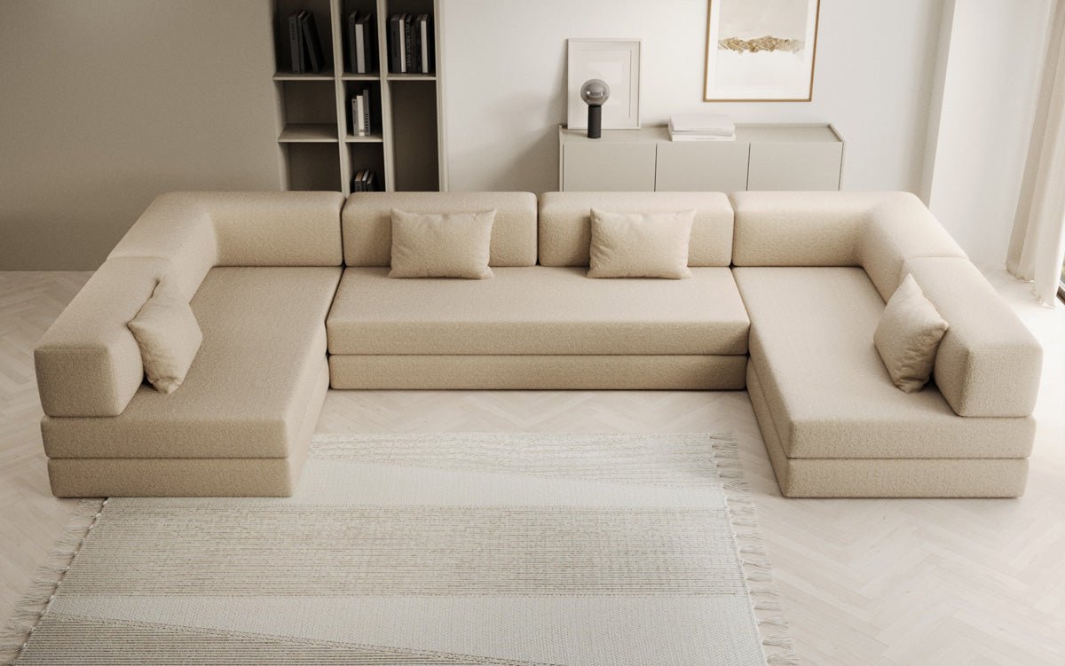Designer Sofa Lazy U in Bouclé