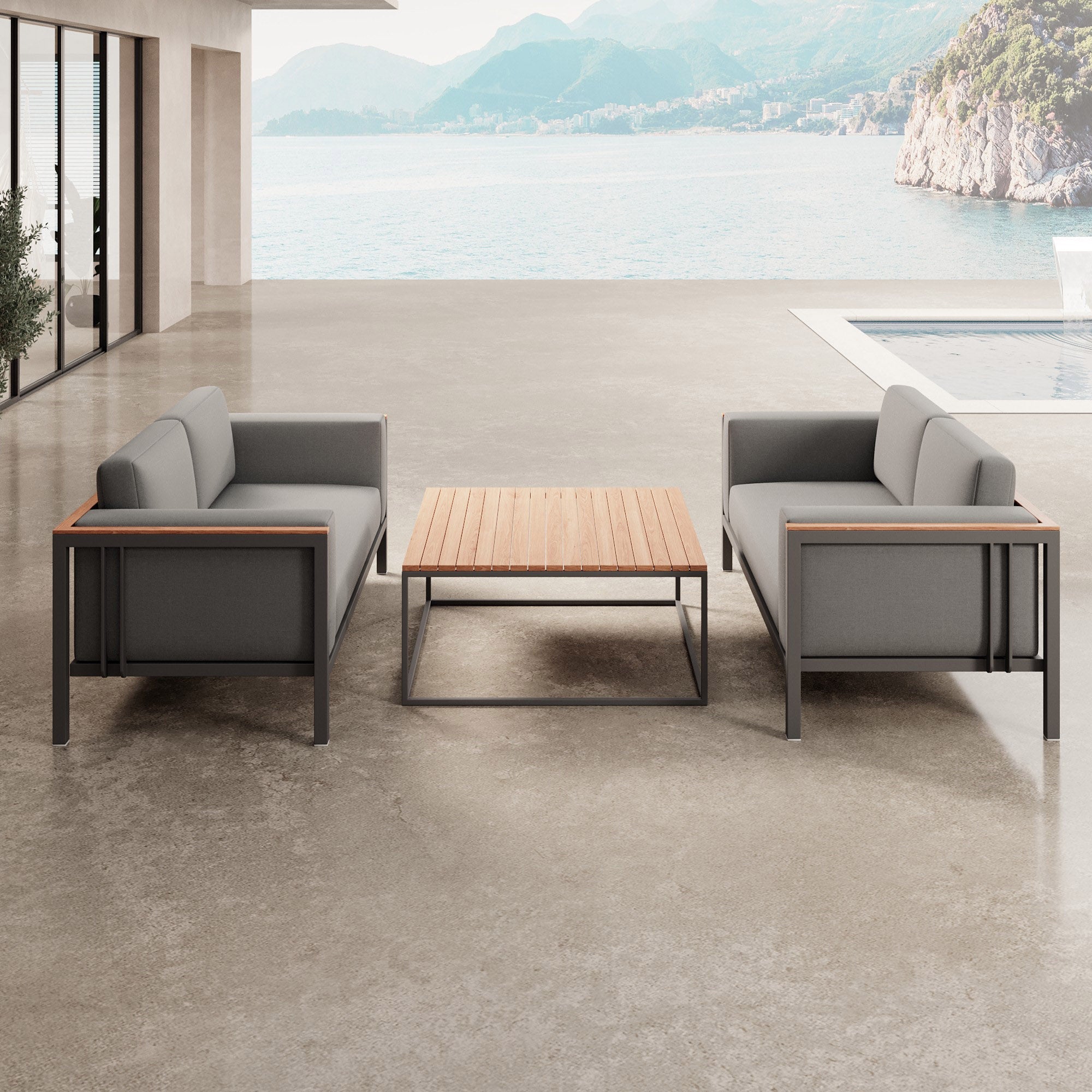 Euphoria – 2 Loungesofas & Tisch aus Aluminium | Aevora™ Kollektion