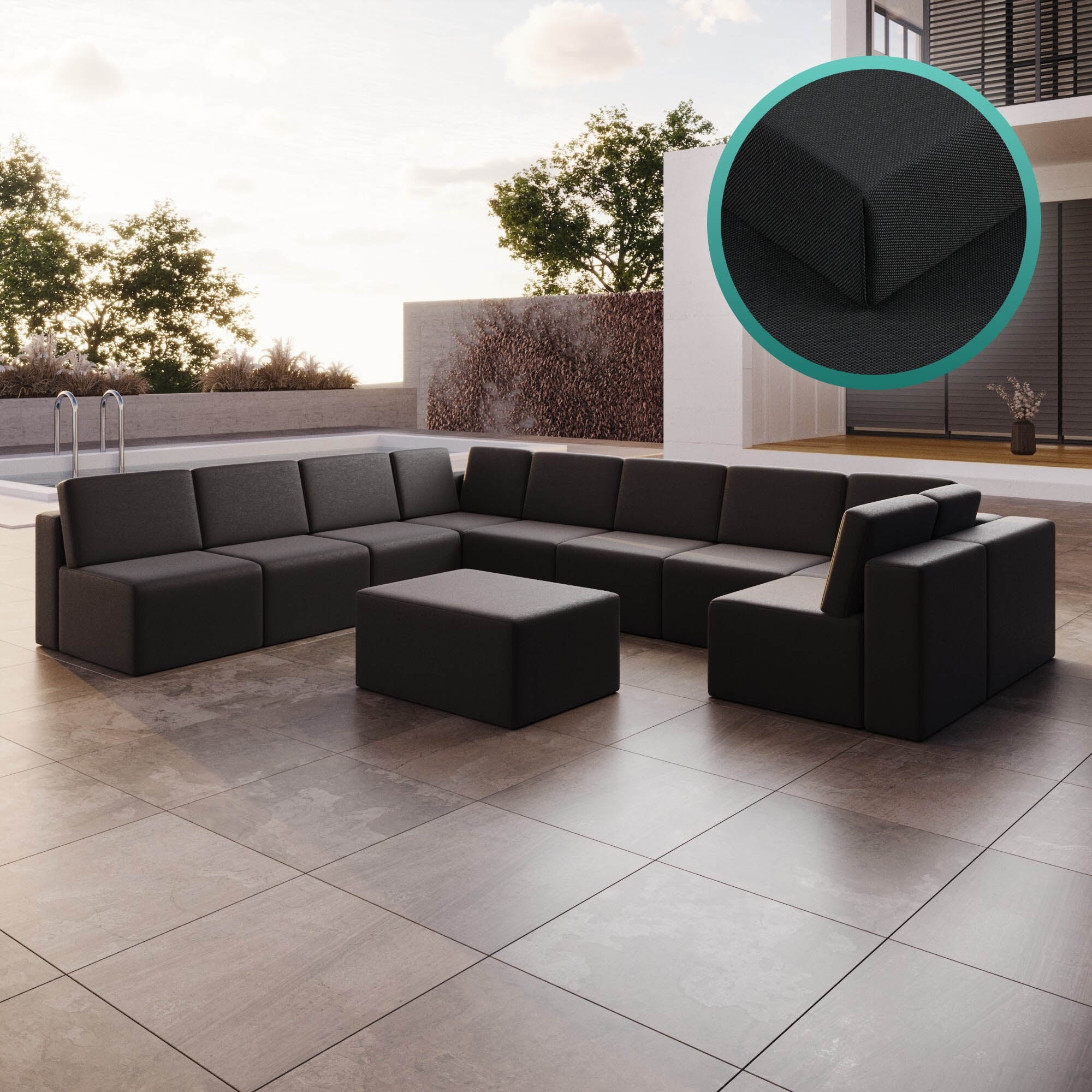 Hoes voor tuinsofa Eden U open met bijzettafel