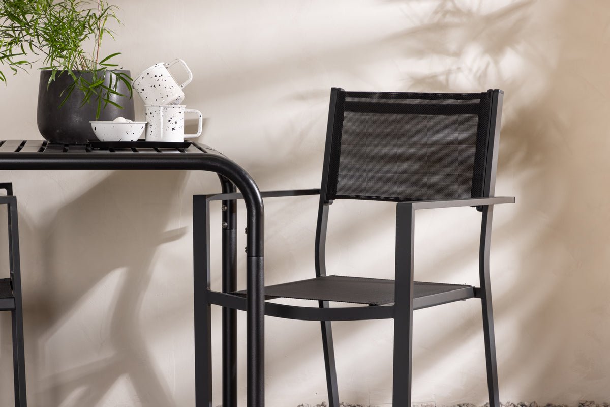 Garten Cafegruppe Levina – 3 teiliges Möbel-Set in Schwarz