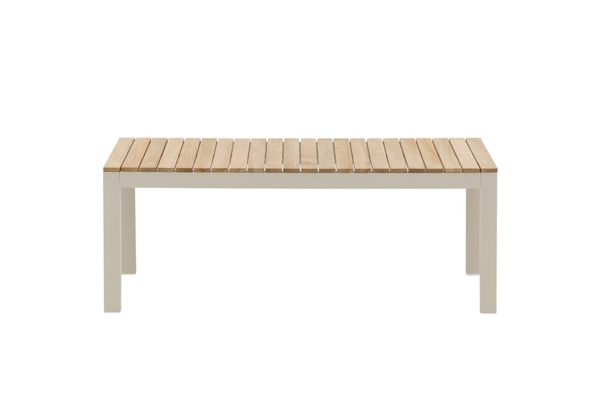 Garten Couchtisch Alanu - ein Materialmix aus Aluminium und Teakholz