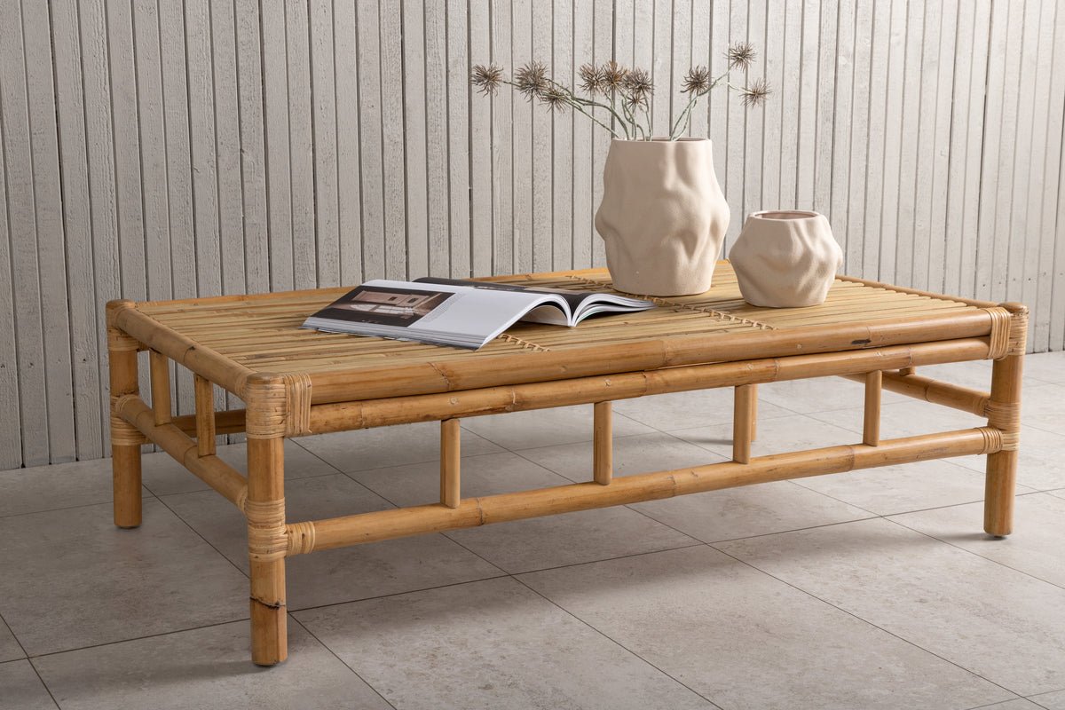 Garten Couchtisch Zypern - Aus Rattan und Bambus in Natur-Optik