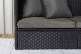 Garten Daybed Merano – Outdoor-Liege mit Sonnendach aus Polyrattan in Schwarz