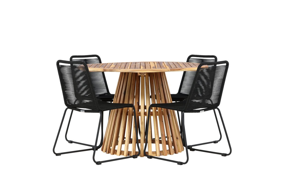 Garten Essgruppe Amano – 5-teiliges Gartenmöbel-Set mit rundem Tisch in 2 Farben