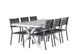 Garten Essgruppe Amaro – 7-teiliges Gartenmöbel-Set in Schwarz Weiß