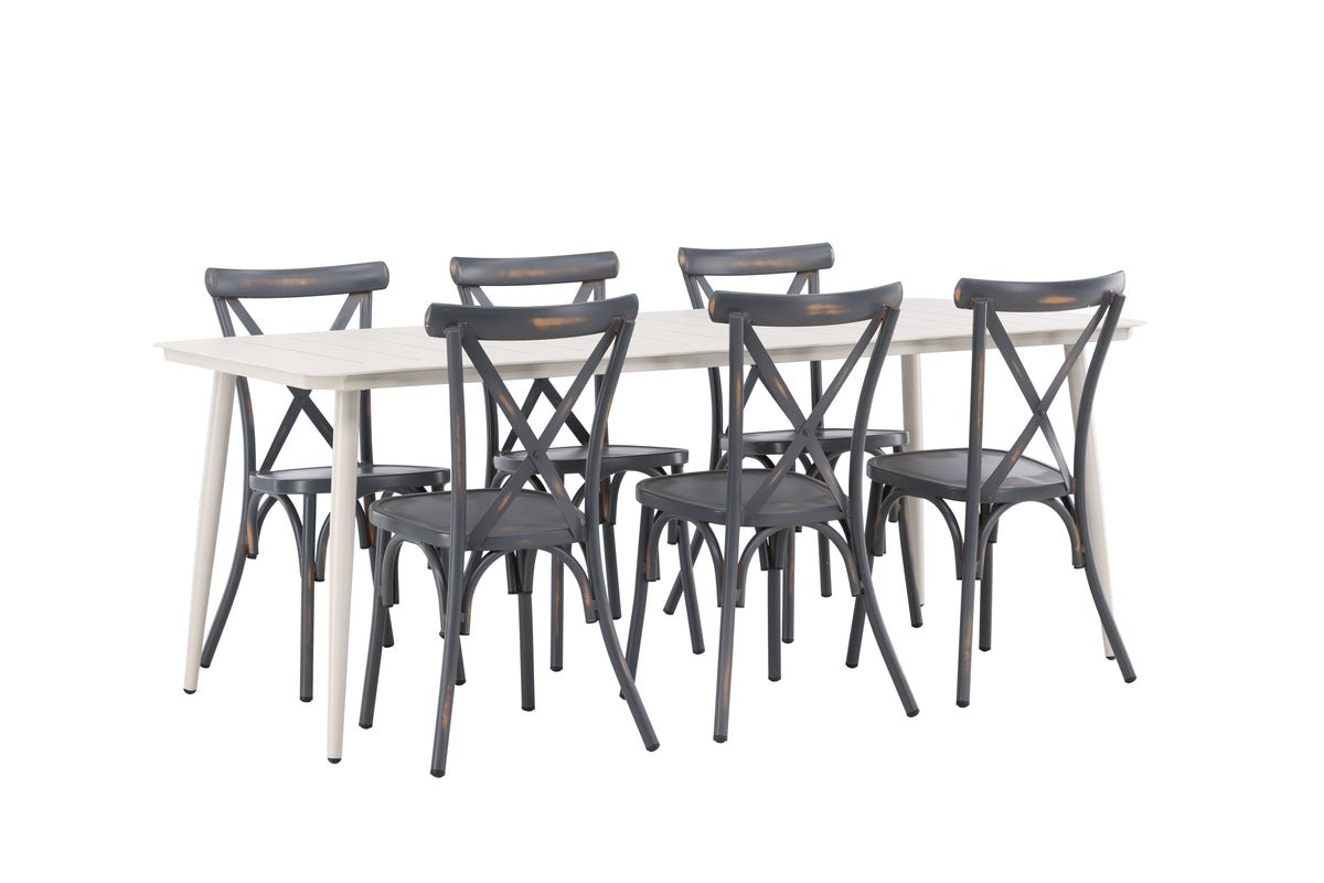Garten Essgruppe Livious – 7-teiliges Gartenmöbel-Set für bis zu 6 Personen