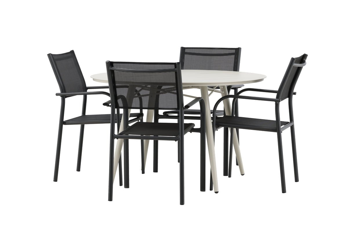 Garten Essgruppe Novira – 5-teiliges Set in Beige/Schwarz