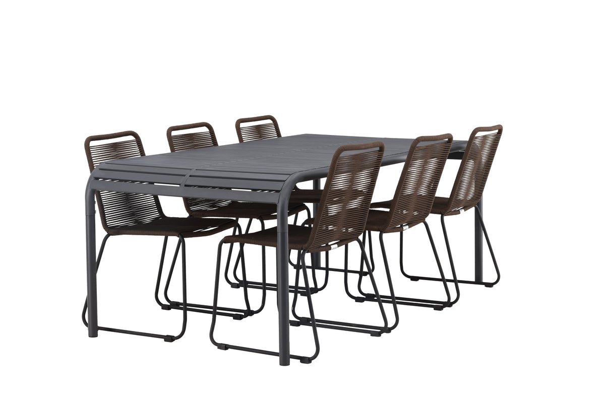 Garten Essgruppe Savannah – 7-teiliges Gartenmöbel-Set mit braunen Stühlen