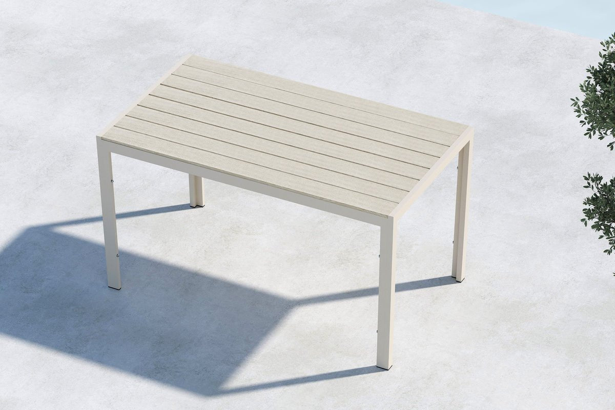 Garten Esstisch Siena - 140x80 cm aus Aluminium und Polywood in Beige oder Schwarz