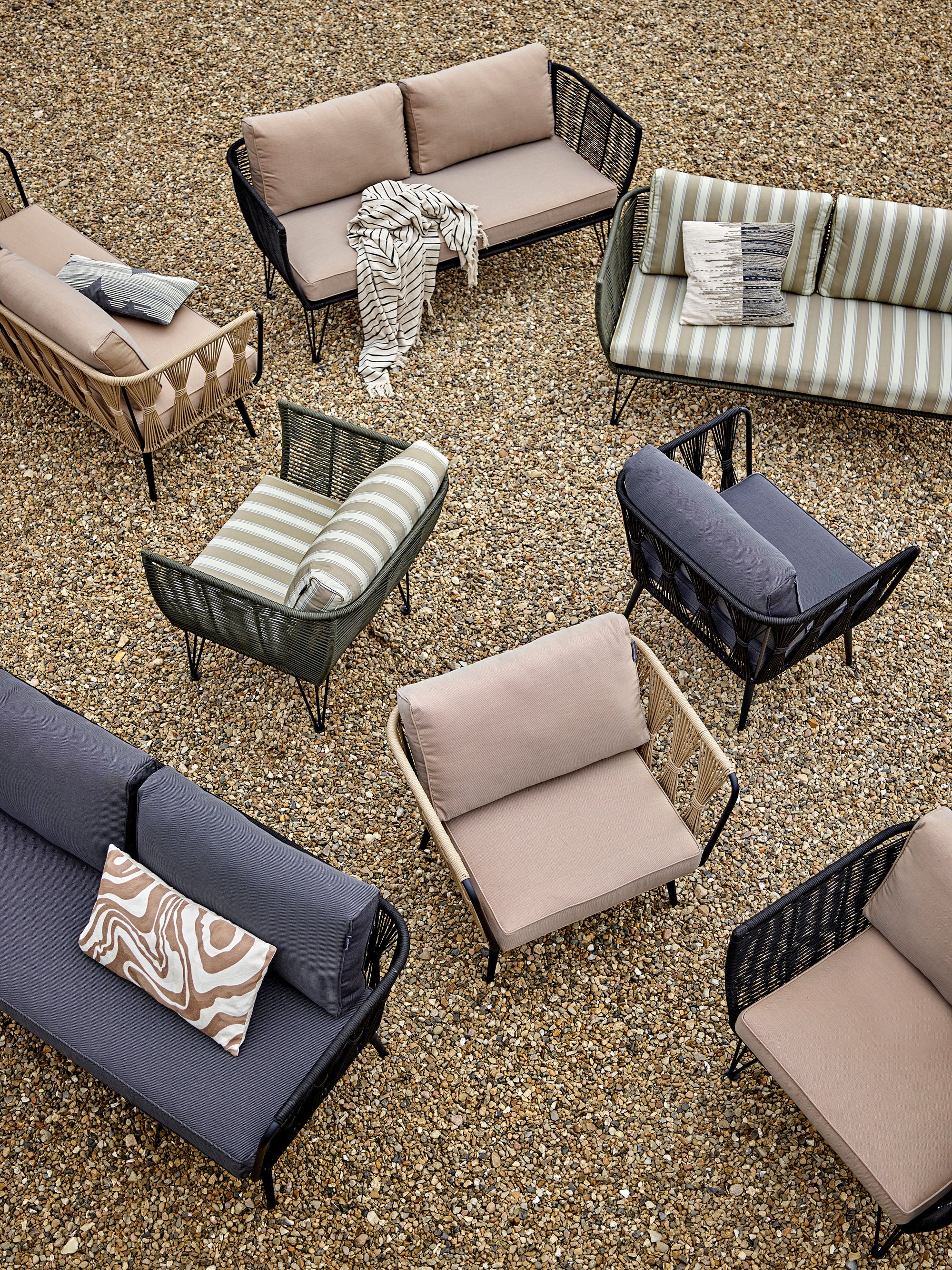 Garten Loungesessel Kairo – Metall mit handgeflochtenem Seil