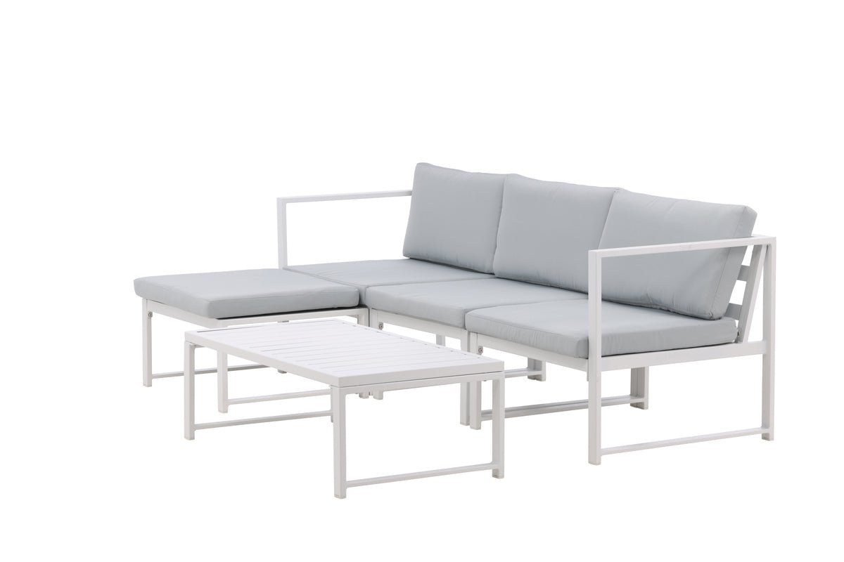 Garten Loungeset Alicia – mit hellgrauen Kissen & Couchtisch