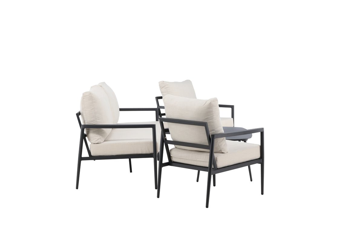 Garten Loungeset Bellano – 4-teiliges Outdoor-Set in Schwarz-Beige mit Aluminiumrahmen
