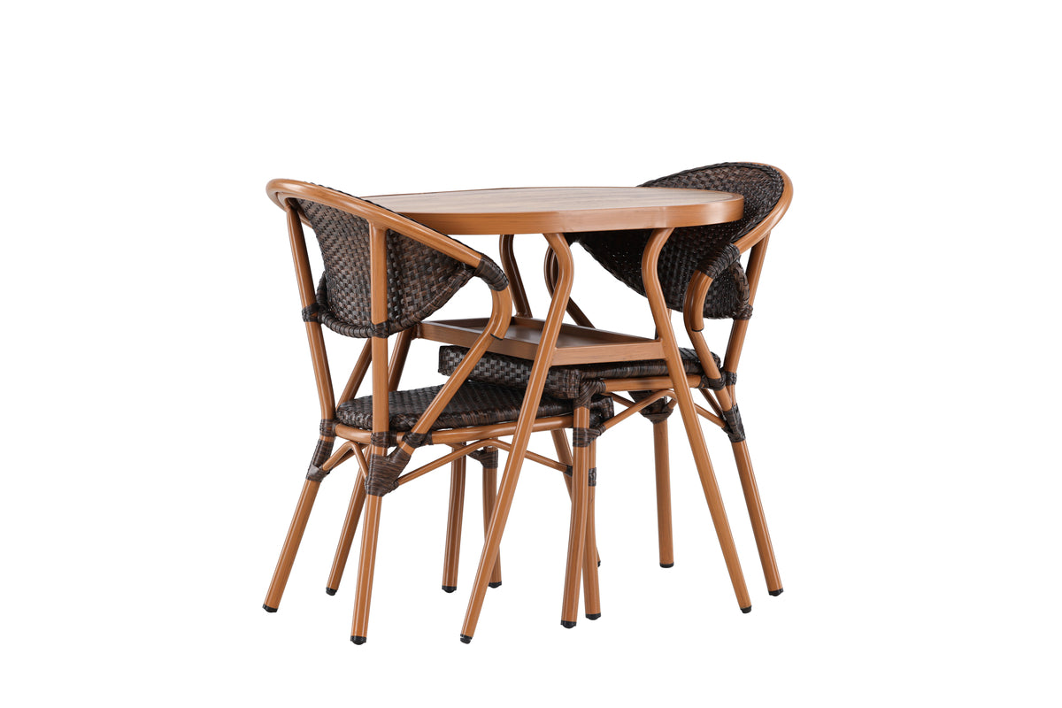 Garten Loungeset Elyon – 3-teiliges Set mit 2 Stühlen & Tisch in Braun