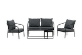 Garten Loungeset Living - aus schwarzem Stahlgestell