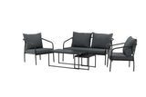 Garten Loungeset Living - aus schwarzem Stahlgestell